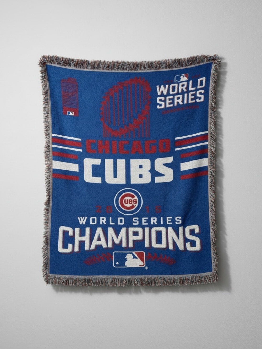MLB Vintage Chicago Cubs World Series Champions Throw Blanket - Blue/Red/White